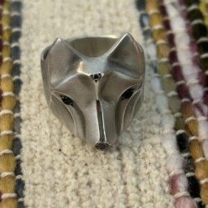 Elina Gleizer Sterling Wolf Ring with Sapphires Sz 7.5